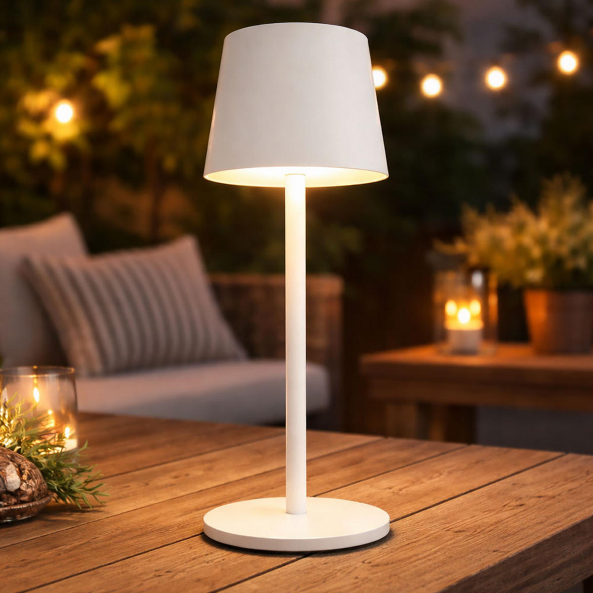 LED TISCHLEUCHTE VANCOUVER Weiß Opal - Weiß, Metall (8.5/8.5/28cm) - Globo Lighting