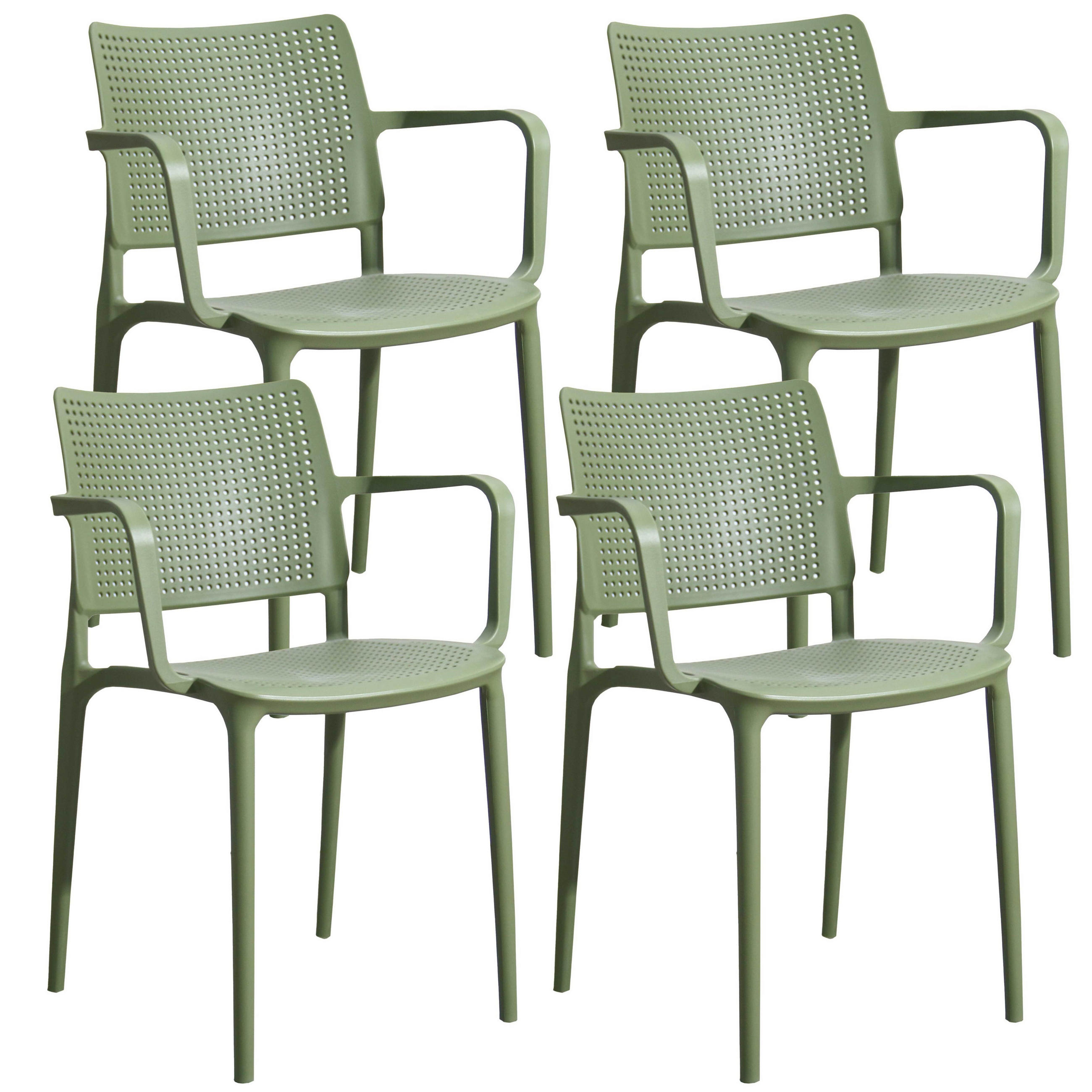 GARTENSTÜHLE 4-tlg., Kaktusgrün - Olivgrün, Textil (42/80/55cm) - Oviala