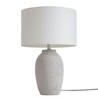 TISCHLEUCHTE - Leinenstoff / Beton, 1-flammig - Weiß, Textil (32/32/50cm) - home24