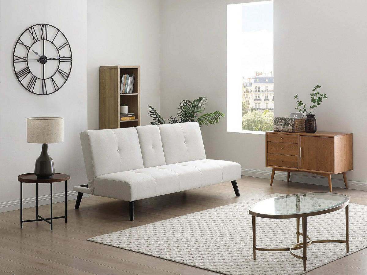 3-SITZER-SCHLAFSOFA Clic-Clac - Stoff - Beige - mit Ablage CLOSIPA - Beige, Textil (182/85/91cm) - Vente-Unique