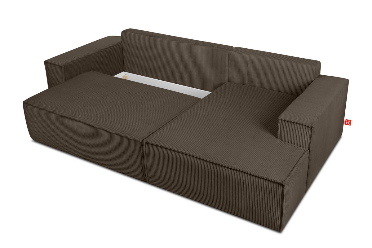 ECKSCHLAFSOFA-RECHTS NAPI in Pet Friendly Cord-Stoff, braun - Schwarz/Braun, Textil (262/148cm) - KONSIMO®