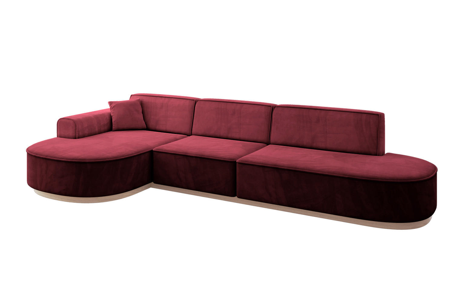 ECKSOFA Ottomane Links MARI-L2-v1 - 328x171x83 cm Bordeaux Velours - Bordeaux, Holzwerkstoff/Textil (328/171cm) - ALTDECOR