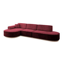 ECKSOFA Ottomane Links MARI-L2-v1 - 328x171x83 cm Bordeaux Velours - Bordeaux, Holzwerkstoff/Textil (328/171cm) - ALTDECOR