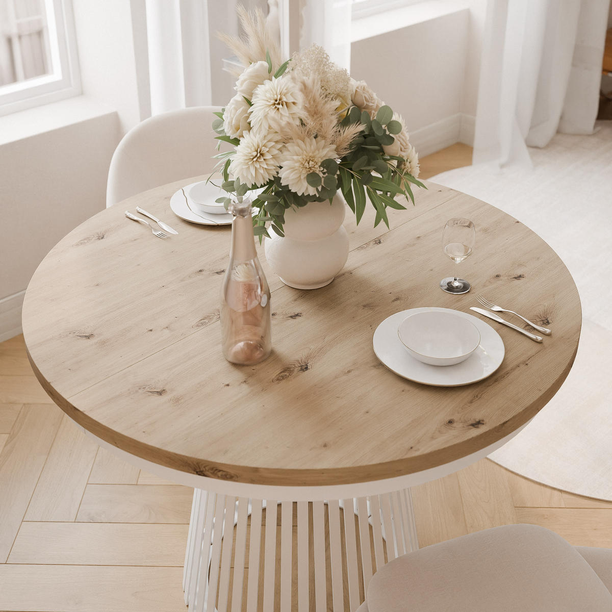 AUSZIEHTISCH AUREA 100-180/75 cm, Weiß / Artisan-Eiche - Weiß/Eiche Artisan, Holzwerkstoff/Metall (100/100/75cm) - Idohome