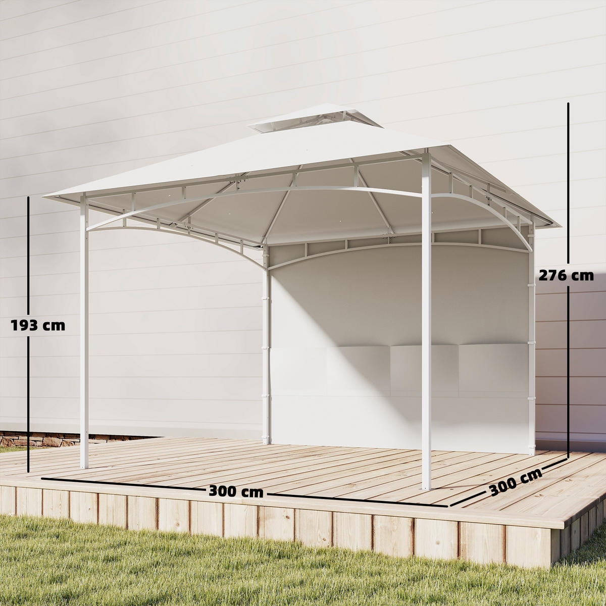 PAVILLON DE-12738 300/300 cm Doppeldach mit 4 Taschen und Haken Creme - Creme, Metall (300/276/300cm) - ComfortXL