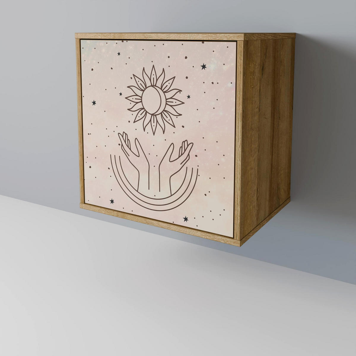 SIDEBOARD DELICATE BEAUTY, Eichefarben, 57,5x42x77,5 cm, Schräge Buchenholzfüße - Eichefarben/Buchefarben, Holzwerkstoff/Buchenholz (57.5/77.5/42cm) - SpaceRebels
