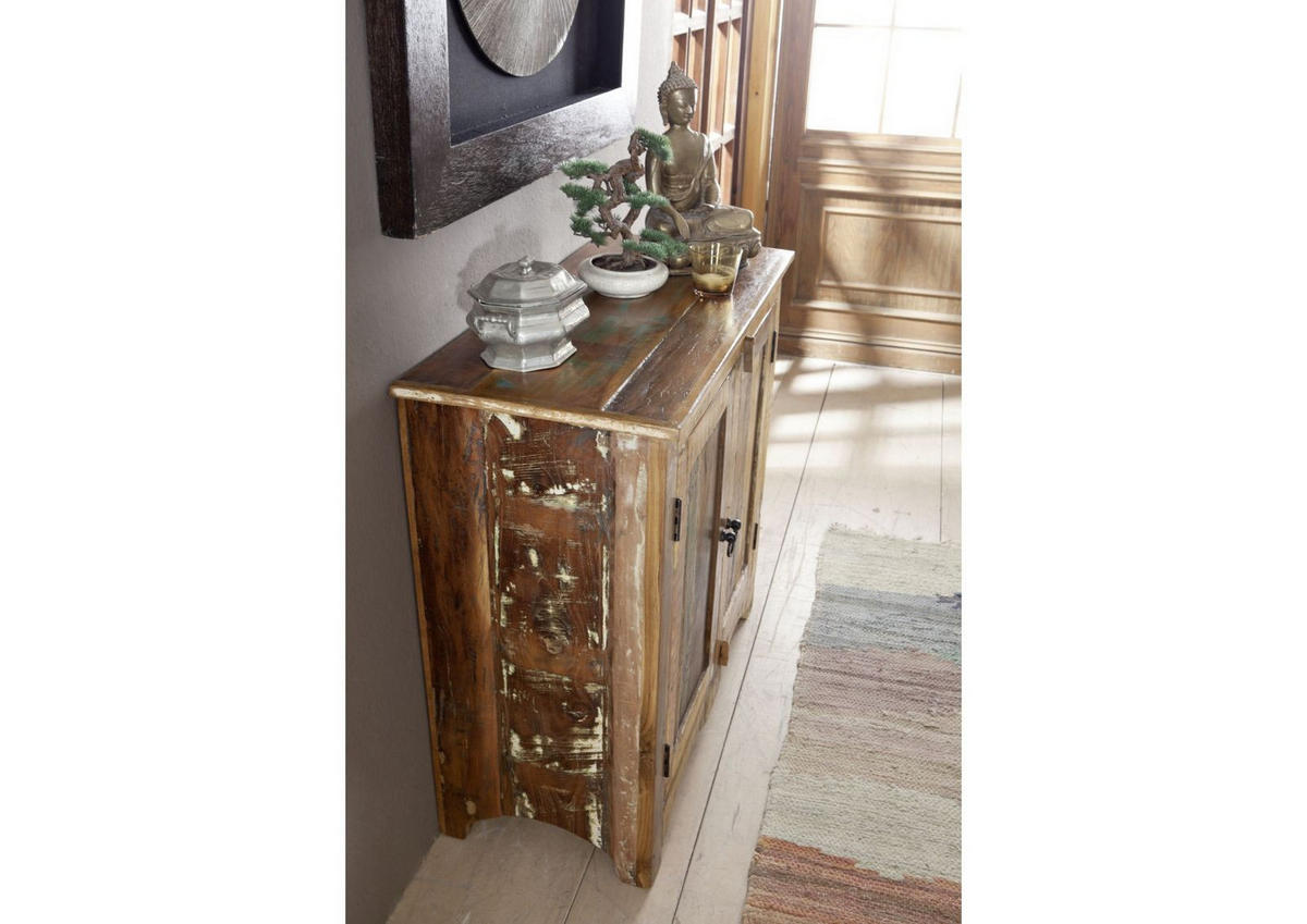 KOMMODE Altholz 90x40x85 mehrfarbig lackiert NATURE OF SPIRIT #19 - Multicolor, Holz (90/85/40cm) - Massivmoebel24