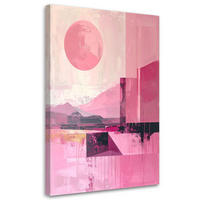 BILD auf Leinwand, Rosa moderne Abstrakt im Boho Stil - Rosa, Textil (40/60cm) - Feeby