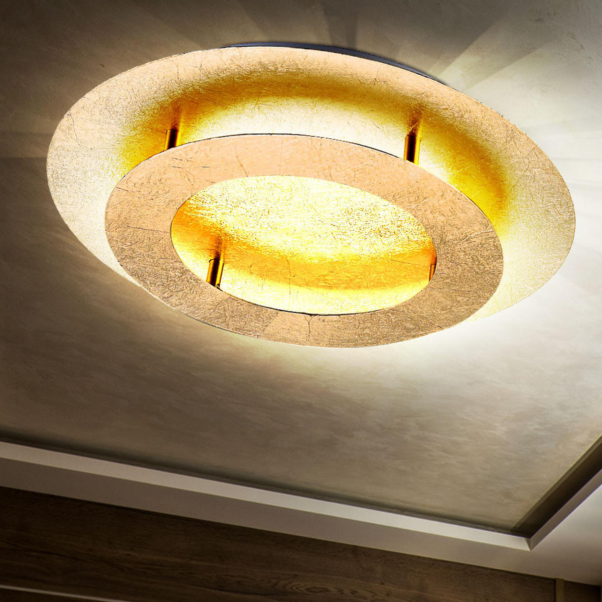 LED DECKENLEUCHTE Gold - Goldfarben, Metall (40/40/8cm)