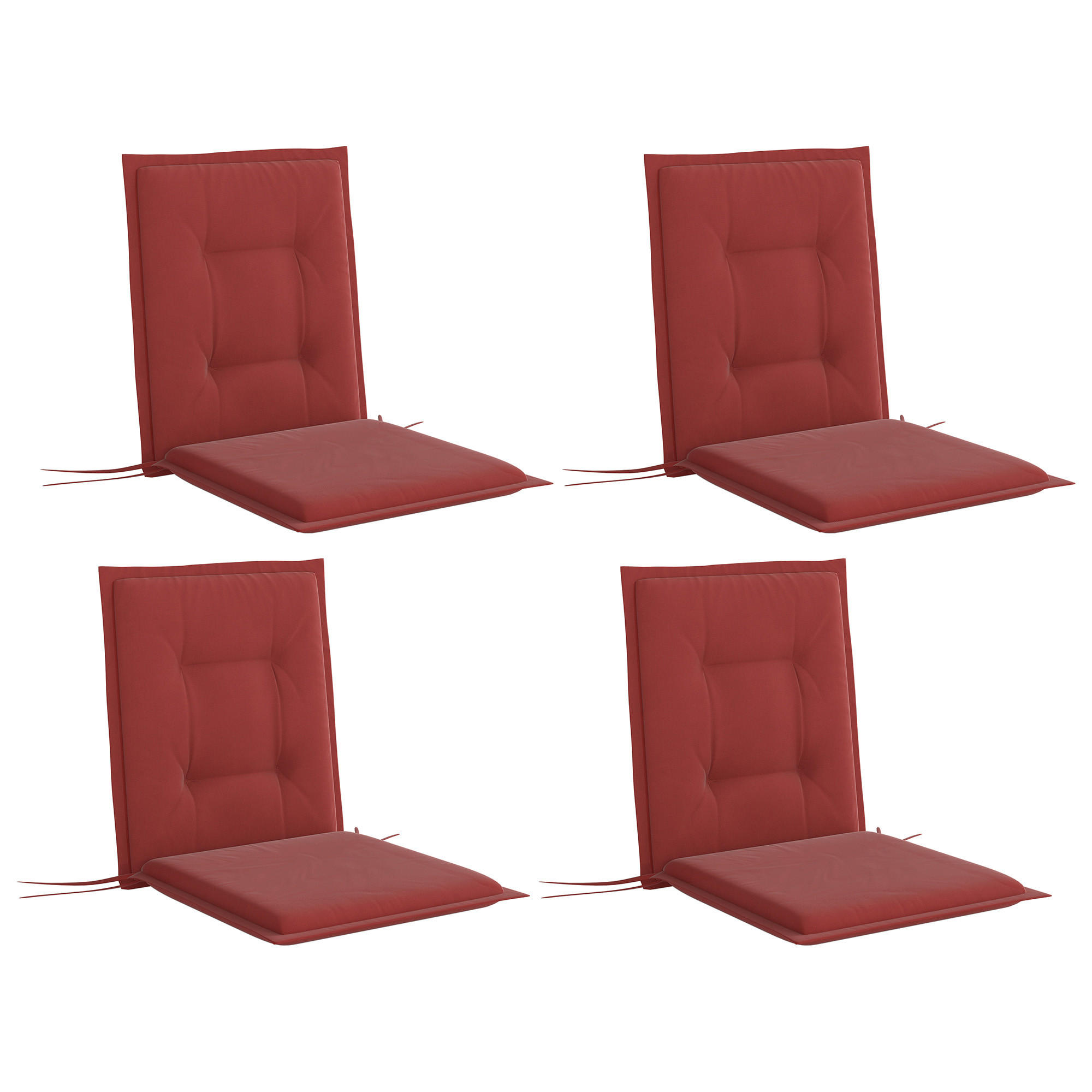 SITZKISSEN 4er Set 108 x 50 x 5 cm - Weinrot, Kunststoff (50/5/108cm) - Outsunny