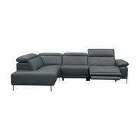 ECKSOFA Linus Echtleder mit 1 x Relaxfunktion Anthrazit - Anthrazit, Leder/Metall (220/262cm)