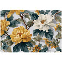 FOTOTAPETE Blumen Vintage Grün 350x250 cm - Multicolor, Papier (350/250cm) - Wallarena