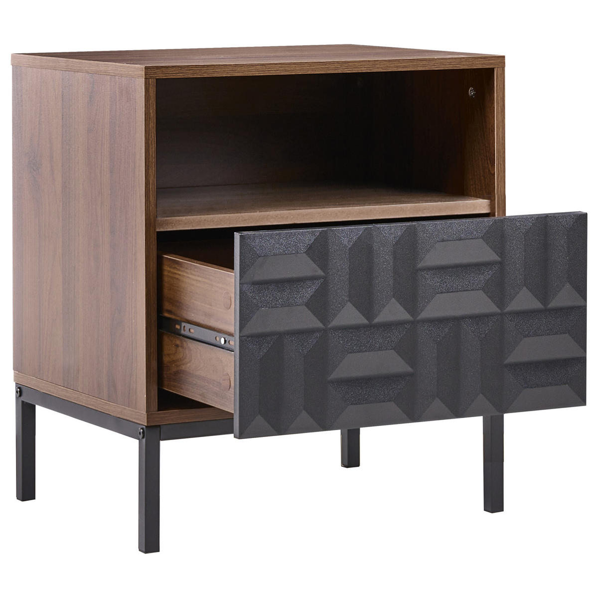 NACHTTISCH mit 1 Schublade Dunkelbraun Caraquet - Dunkelbraun, Holzwerkstoff (40/50/60cm) - Beliani