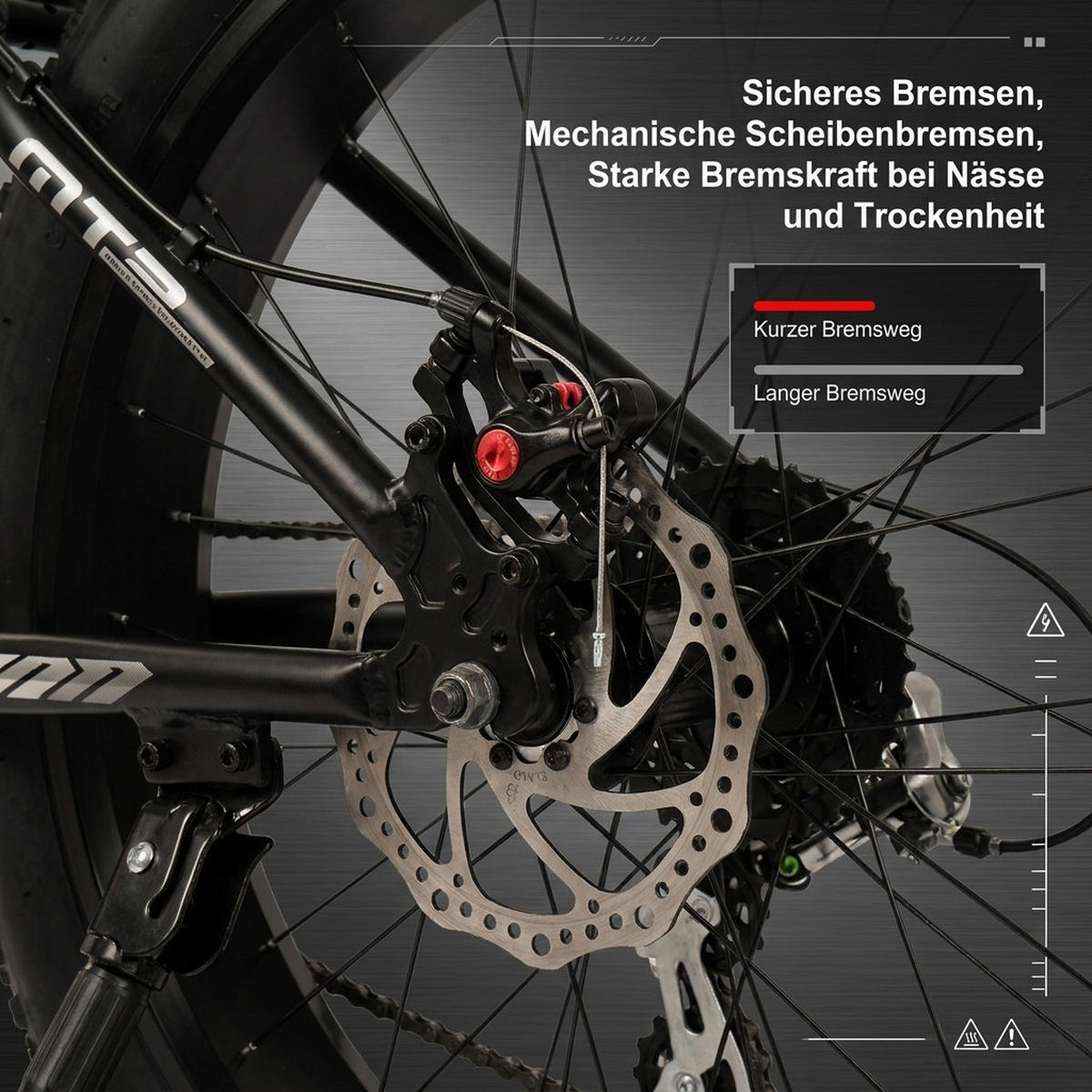 MOUNTAINBIKE 26 Zoll Schwarz + Weiß – 4.0 Zoll Fettreifen – 2x8 Gangschaltung – Aluminiumlegierung - Schwarz, Metall (24cm) - Oxeza