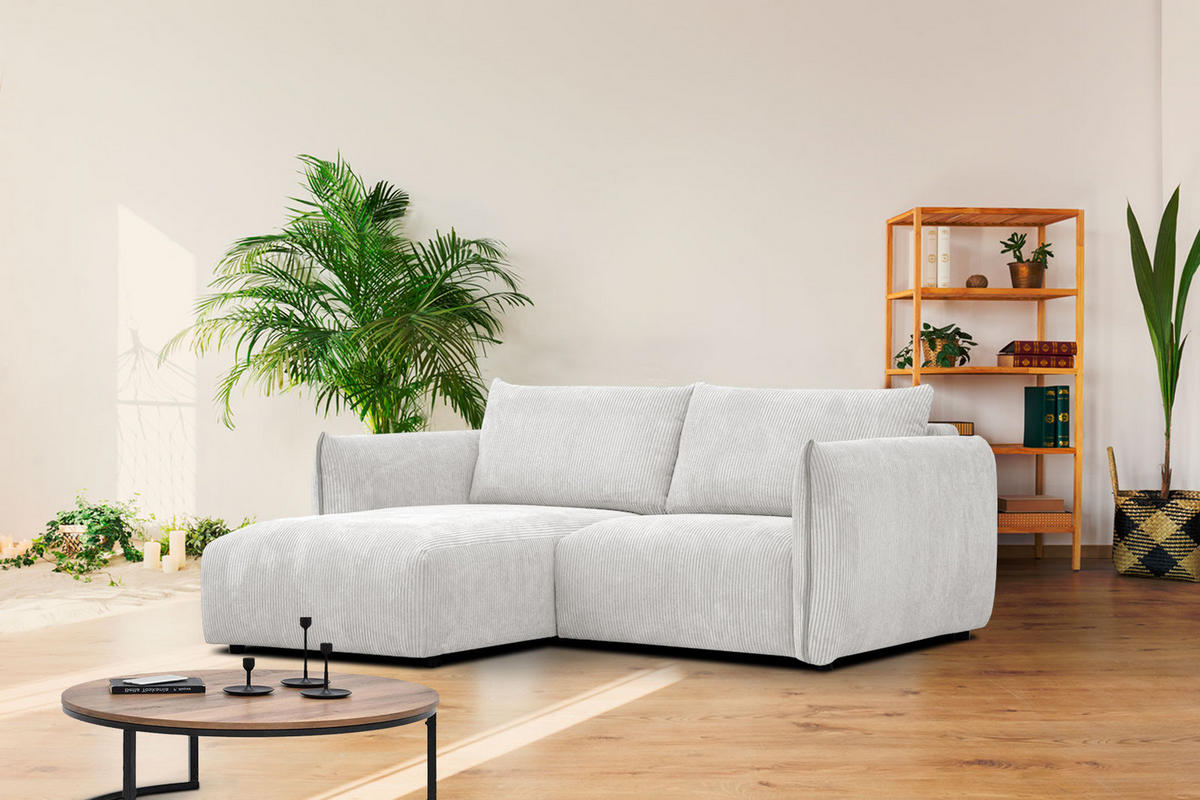 ECKSOFA TAUER 3-Sitzer, weiß - Schwarz/Weiß, Holzwerkstoff/Kunststoff (173/206cm) - Courtois Laville