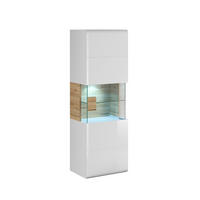 VITRÍNA Jules Bílá a dřevo - bílá, kompozitní dřevo (53/159/39cm) - Petits-meubles