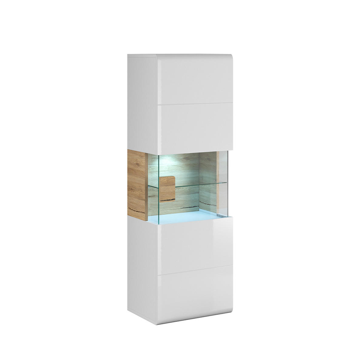 VITRÍNA Jules Bílá a dřevo - bílá, kompozitní dřevo (53/159/39cm) - Petits-meubles