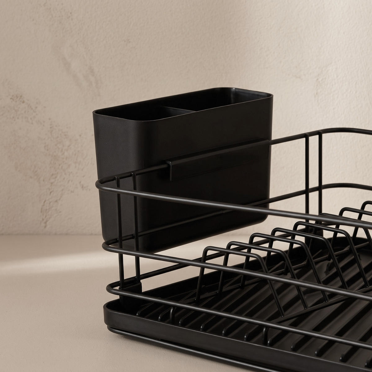 ABTROPFGESTELL mit Abtropfschale und Besteckkorb 31 x 49 x 13 cm - Schwarz, Metall (49/13/31cm) - BOXIMO