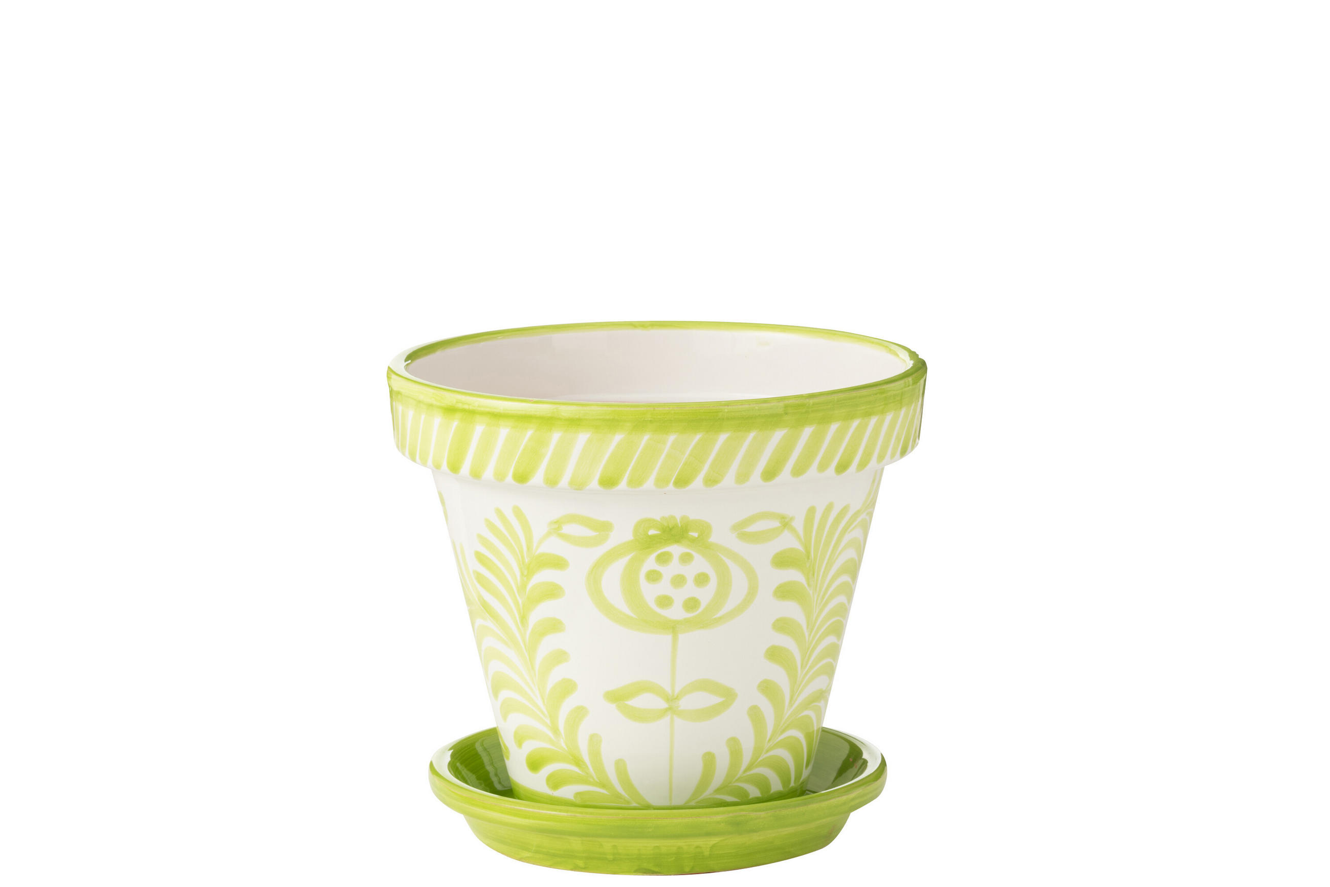 BLUMENTOPF GRANADA PATTERN - Töpferei - Grün - L - Ø 35 cm - Multicolor, Keramik (35/33cm) - J-Line