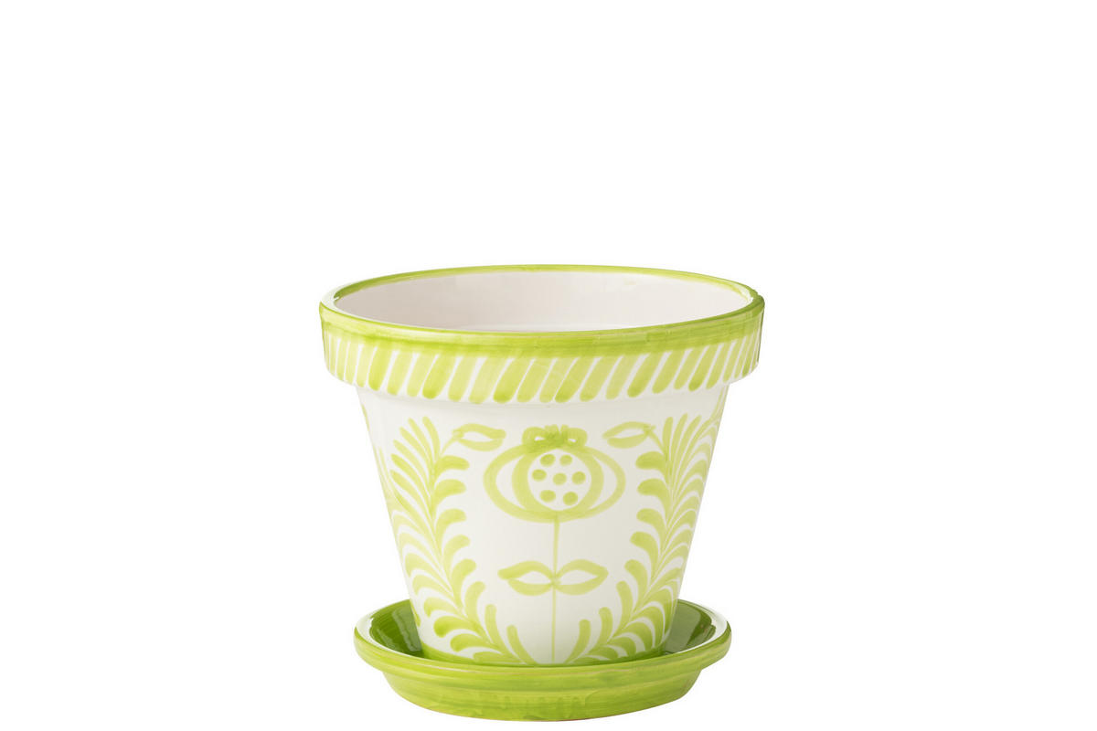 BLUMENTOPF GRANADA PATTERN - Töpferei - Grün - L - Ø 35 cm - Multicolor, Keramik (35/33cm) - J-Line