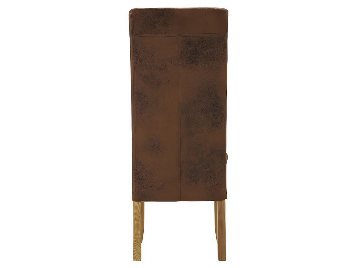 STUHL 6er-Set - Microfaser - Helles Holz - SANTOS - Braun, Textil (63/107/47cm) - Vente-Unique