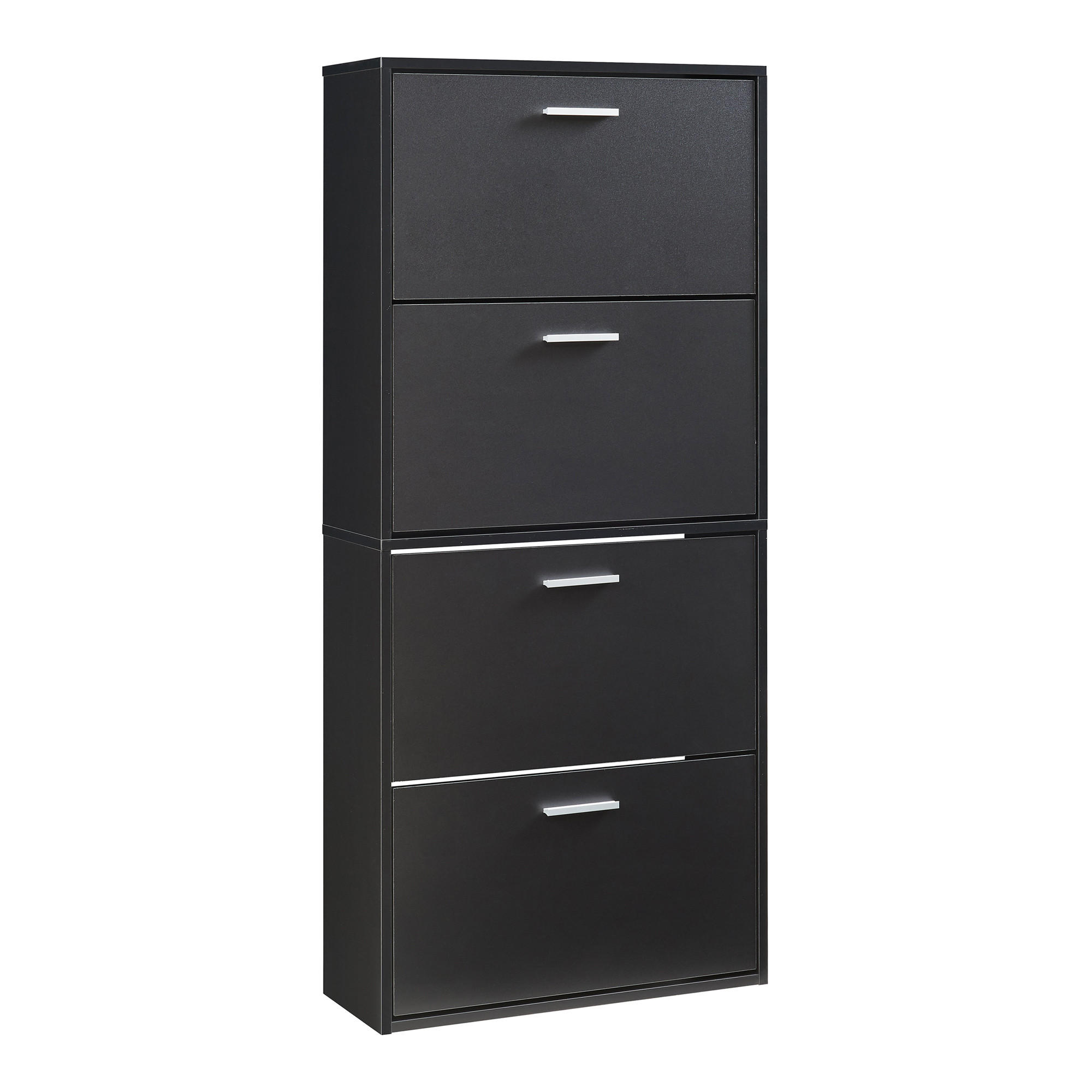 SCHUHSCHRANK Sykkylven - Schwarz, Holzwerkstoff (60/134/24cm) - [en.casa]