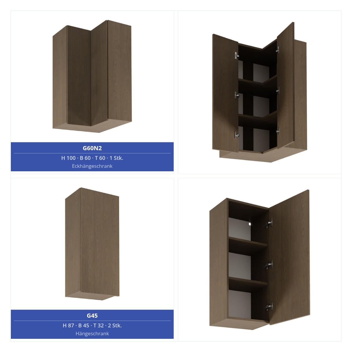 WINKELKÜCHE 385 x 285 cm - Sorento KS11-M385 - in Dunkle Eiche - Eichefarben/Schwarz, Holz/Metall (670/247/58cm)