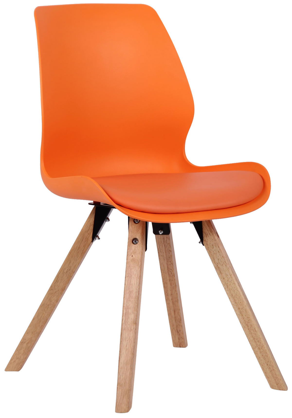 STUHL Kunststoff orange - Eukalyptusholzfarben/Orange, Holz/Kunststoff (49/87.5/58cm) - CLP