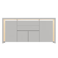 SIDEBOARD 160 cm Hochglanz mit LED, 4 Türen und 2 Schubladen, Küchenschrank mit Stauraum, Weiß - Weiß, Holzwerkstoff (160/35/75cm) - Waldena