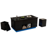 COUCHTISCH 100/50 cm schwarz aus Spanplatte mit höhenverstellbarer Tischplatte, LED und Stauraum - Schwarz, Holzwerkstoff (100/50/40cm) - OKMYHOME