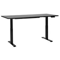 ÍRÓASZTAL fekete 180/80 cm elektromos állítható magasságú Destin III - fekete, fa (160/72/128cm) - Beliani