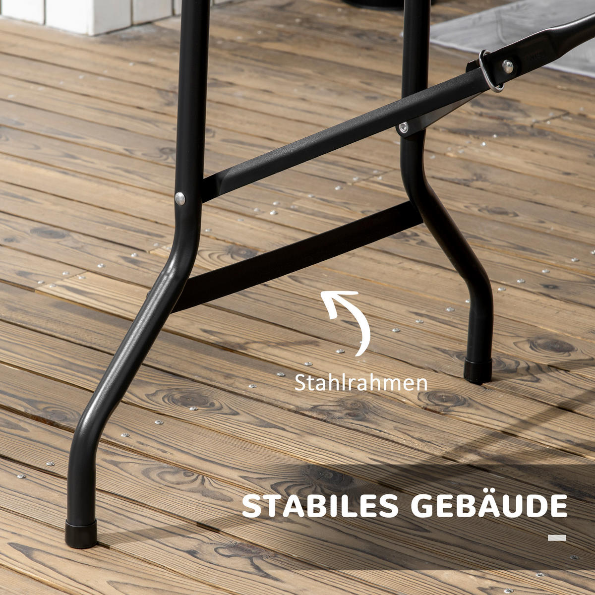 GARTENTISCH, Dunkelgrau, Stahl, HDPE - Dunkelgrau, Kunststoff/Metall (180/75.5/73cm) - Outsunny