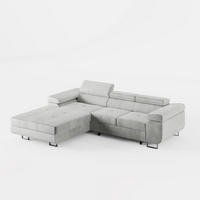 ECKSOFA VEMO CORE Links Hellgrau Velours-Stoff mit Schlaffunktion und Bettkasten - Hellgrau, Holz/Metall (280/205cm) - Barchello