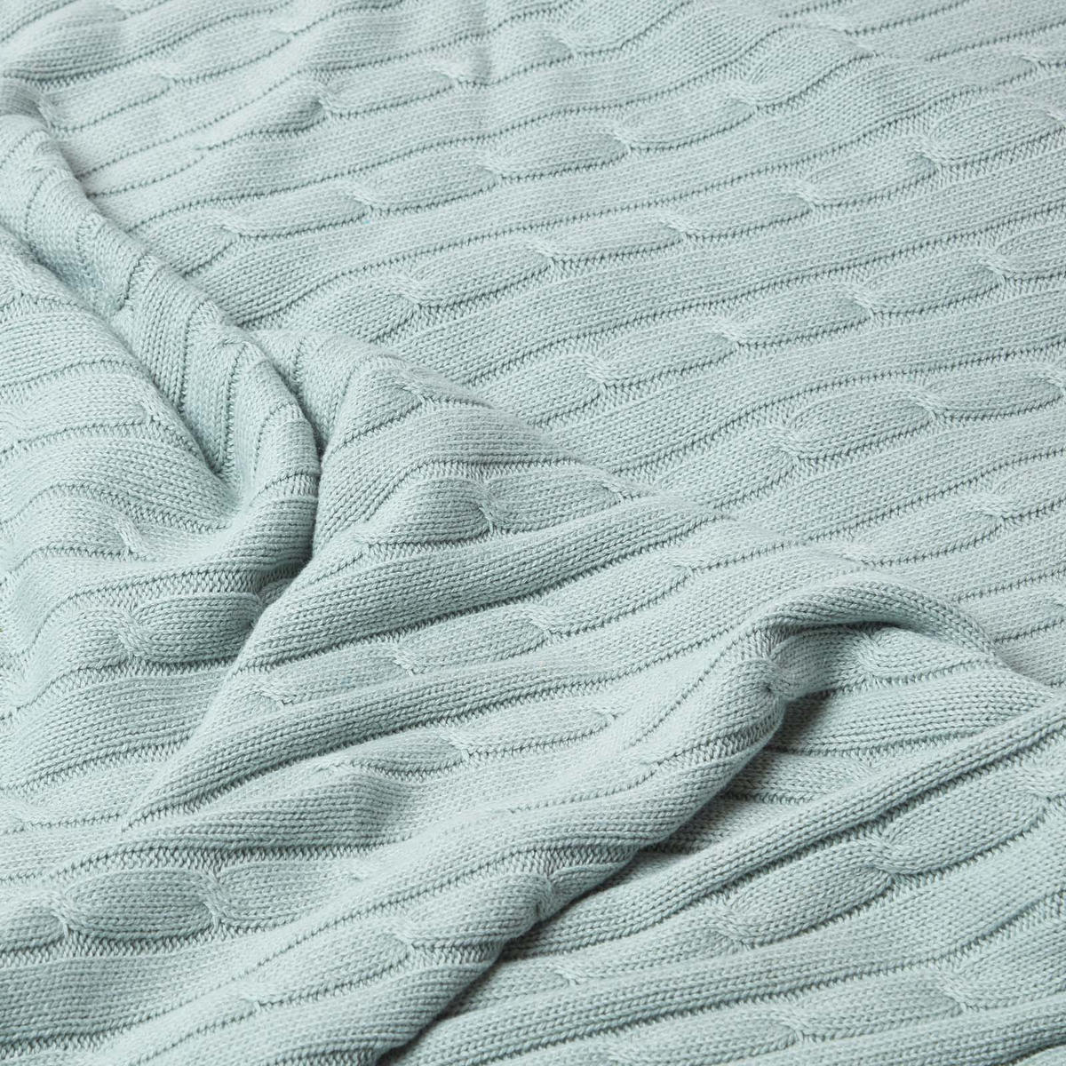 STRICKDECKE 150/200 cm, Baumwolle mit Rautenmuster - Blau, Textil (150/200cm) - Homescapes