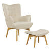SESSEL Helles Beige mit Hocker Vejle - Beige/Creme, Textil (81/100/78cm) - Beliani