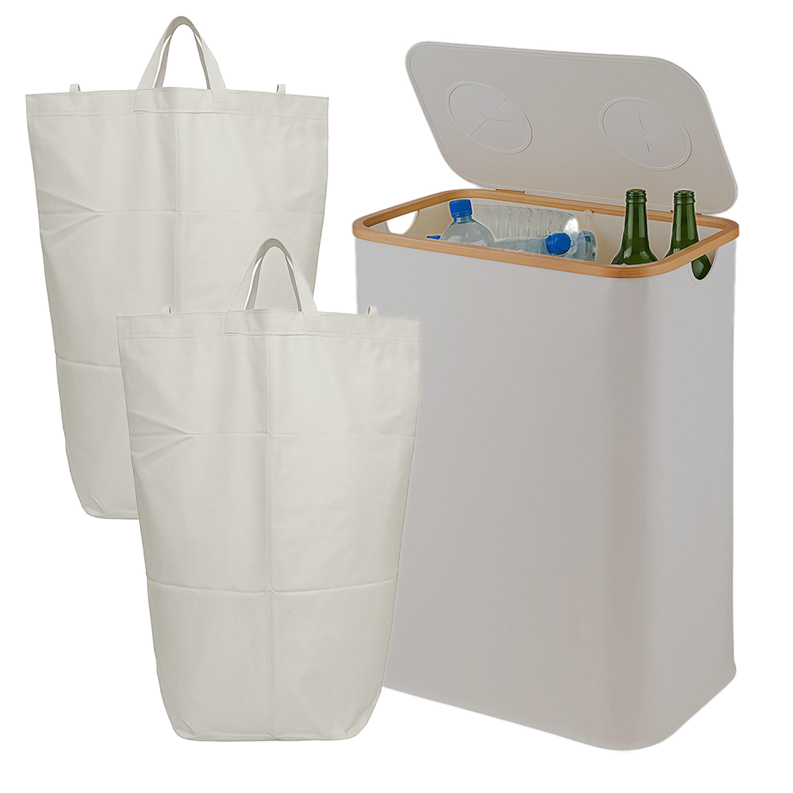 PFANDFLASCHEN-SAMMELBEHÄLTER - Beige, Holz/Kunststoff (57/80/37cm) - Relaxdays