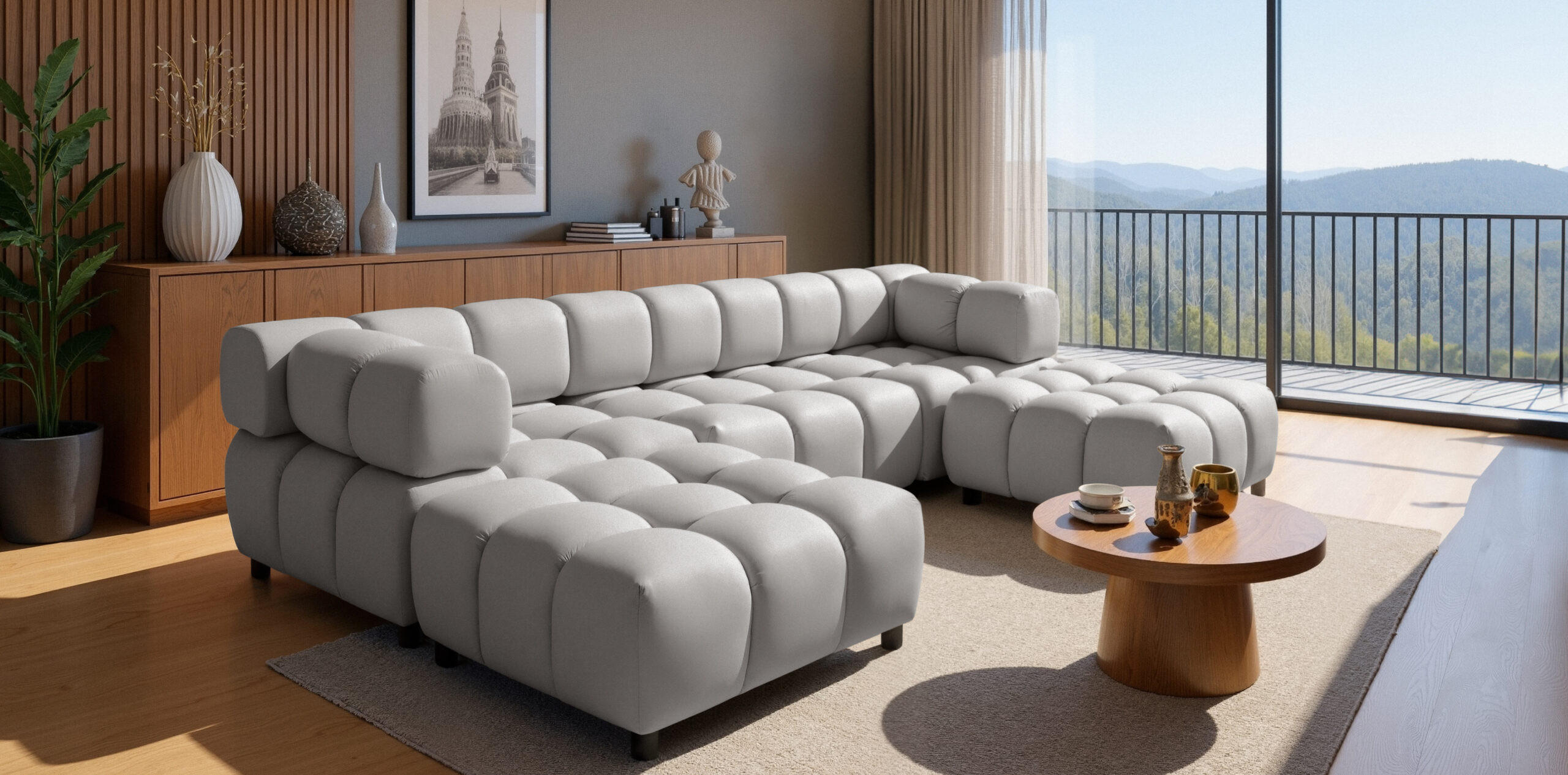 Thumbnail - Kaiser Möbel Ecksofa, Grau, Holz, 288x192 cm, Wohnzimmer, Sofas & Couches, Wohnlandschaften, Ecksofas