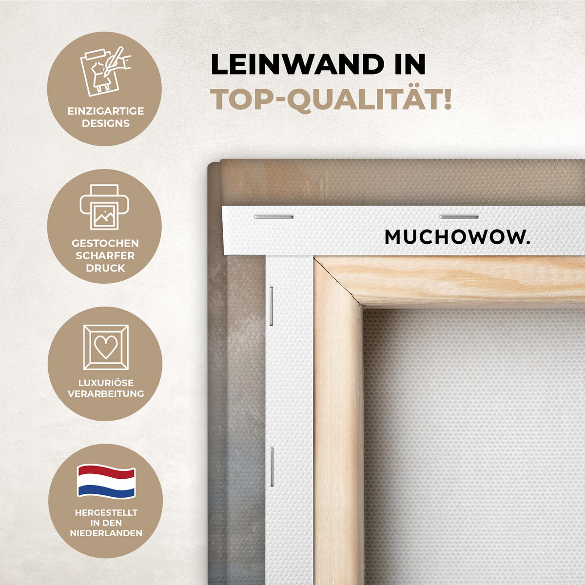 LEINWANDBILD Gemälde - Welle - Jesus - Abstrakt Wandbild Wohnzimmer 50x50 cm - Goldfarben, Textil (50/50cm) - MuchoWow