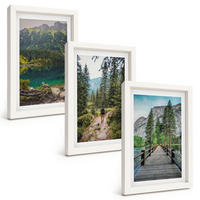 BILDER SET 3er Set - 20x30 cm Weißer Rahmen - Berge, Seen, Wälder, Wege - Weiß, Kunststoff (20/30cm) - TULUP