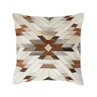 PATCHWORK-KISSEN Fell & Leder 45/45 cm Ethno-Muster - Multicolor, Leder/Textil (45/45cm) - Homescapes