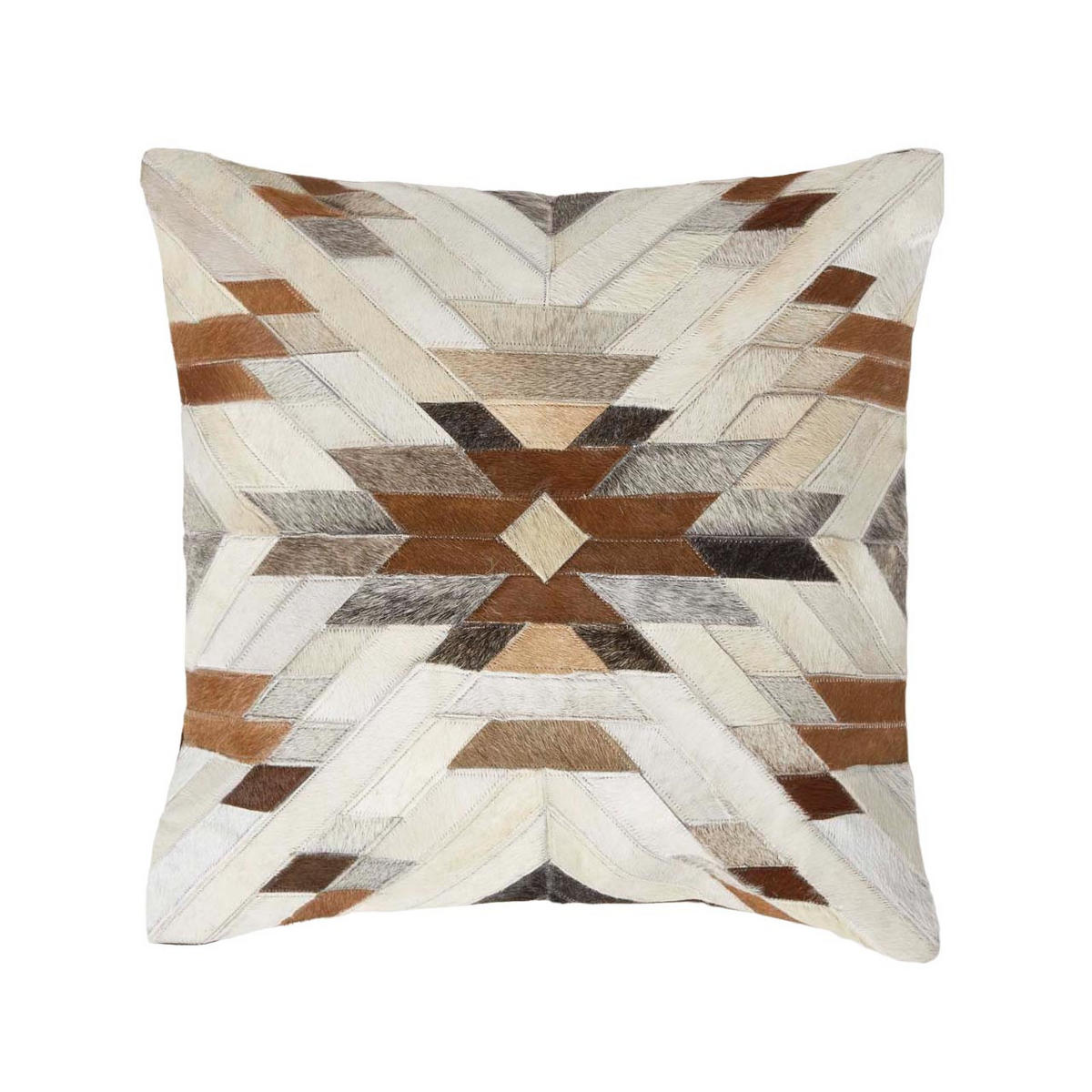 PATCHWORK-KISSEN Fell & Leder 45/45 cm Ethno-Muster - Multicolor, Leder/Textil (45/45cm) - Homescapes