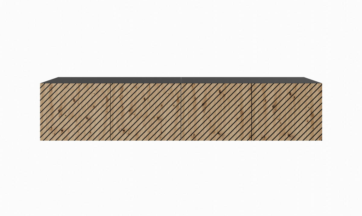 TV-SCHRANK SENTO - Schwarz/Eiche Artisan, Holzwerkstoff (200/41/40cm) - Meblini