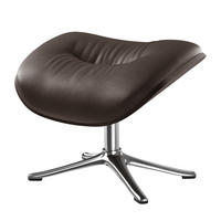 POLSTERHOCKER - Chromfarben/Dunkelbraun, Leder/Metall (44/39/42cm) - home24