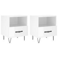 NACHTTISCH Riso 2er-Set Hochglanz-Weiß 40x35x47,5 cm - Weiß Hochglanz, Holz (40/47.5/35cm) - DELUKE