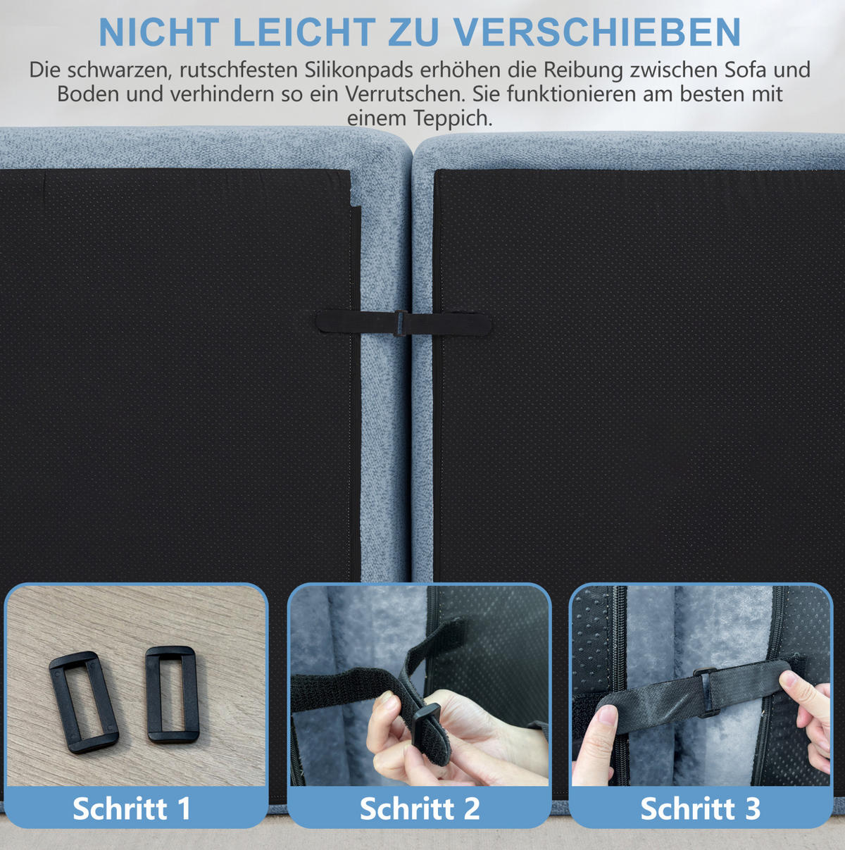 ECKSOFA 366/165/79 cm Blau aus granulierter Fleece mit Ottoman und modularem 4-Sitzer-Design - Blau, Textil (165/366cm) - OKWISH