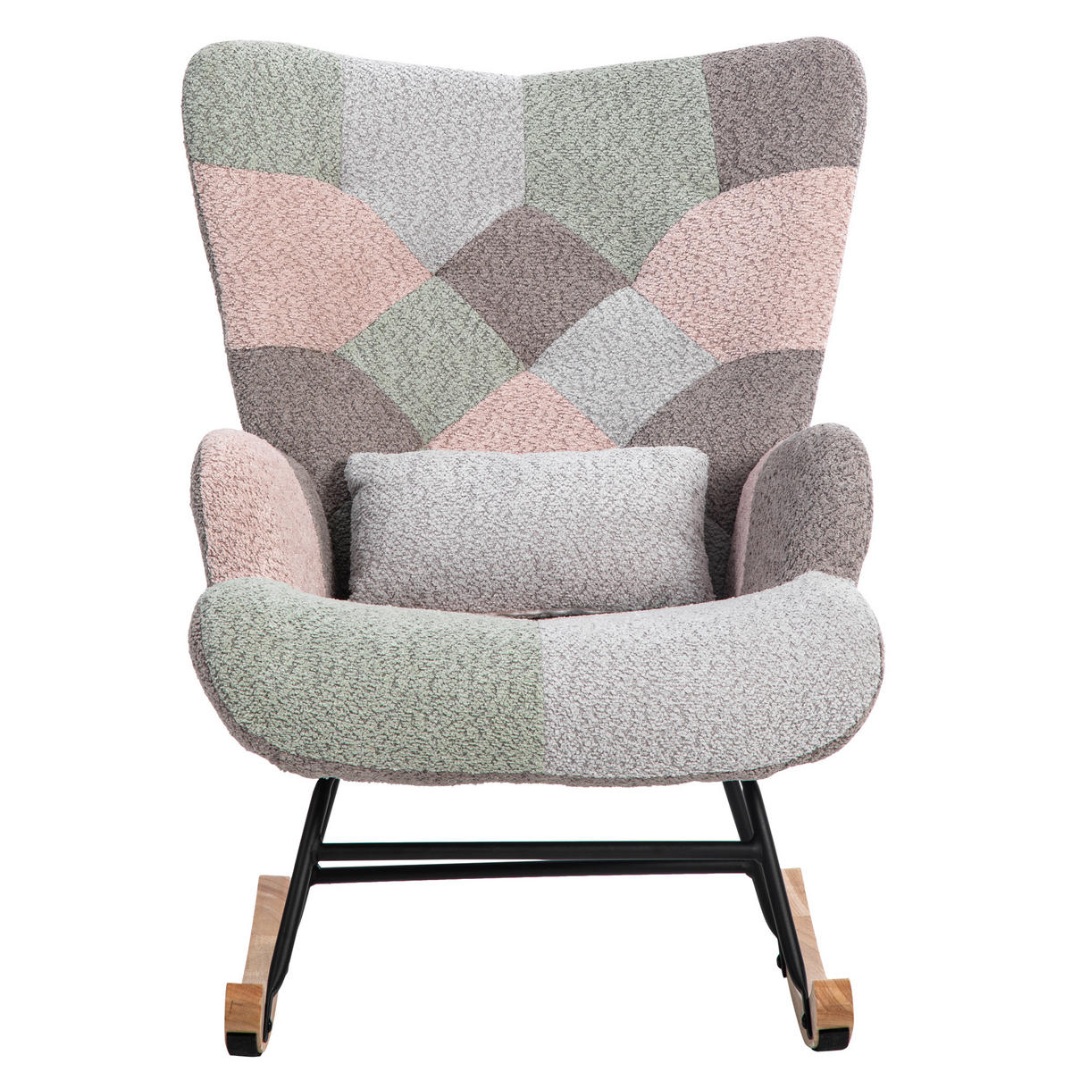 SCHAUKELSTUHL Samt mit Fußhocker, Lendenkissen 68/83/91 cm Multicolor - Multicolor, Textil (83/91/68cm) - Redom