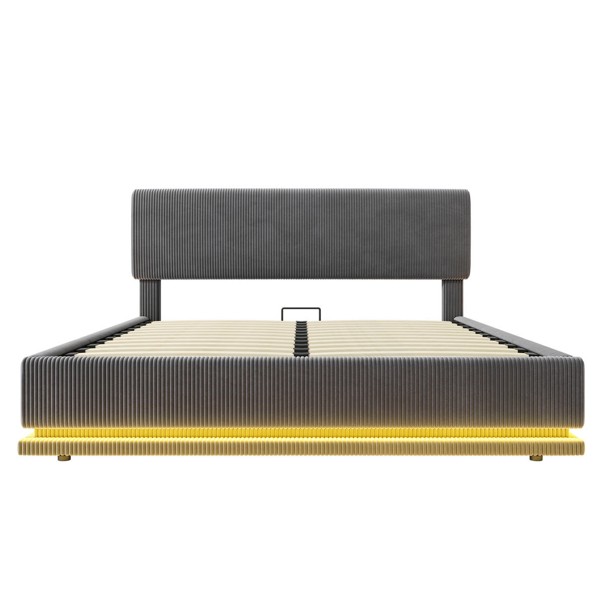 POLSTERBETT 140/200 cm in Dunkelgrau mit LED, USB-C und Stauraum Cord - Dunkelgrau, Holzwerkstoff/Textil (140/200cm) - CHICFURN