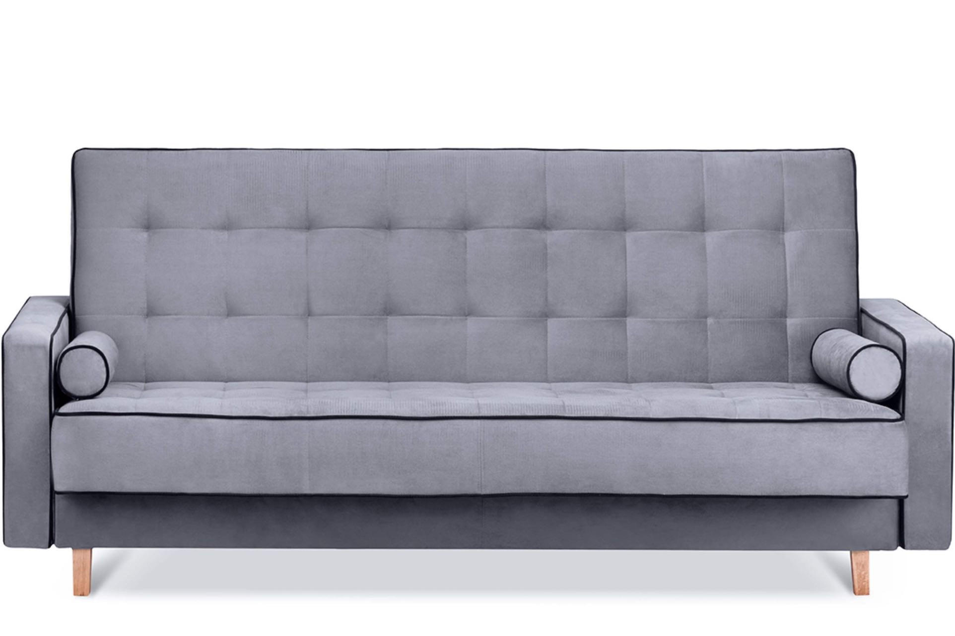 3-SITZER-SCHLAFSOFA DOZER mit 2 Zierkissen und Wellenunterfederung, Grau - Schwarz/Grau, Textil (223/94/93cm) - KONSIMO®