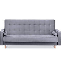 3-SITZER-SCHLAFSOFA DOZER mit 2 Zierkissen und Wellenunterfederung, Grau - Schwarz/Grau, Textil (223/94/93cm) - KONSIMO®