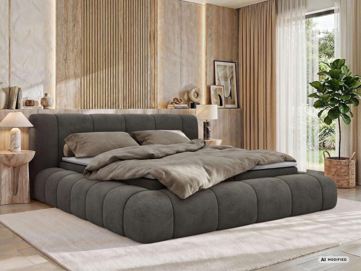 AMERICKÁ POSTEĽ NUBEA 140/200 - Tmavosivá Samet - Topper Visco - H4 (tvrdý) - čierna/tmavosivá, textil/plast (140/200cm) - MKS